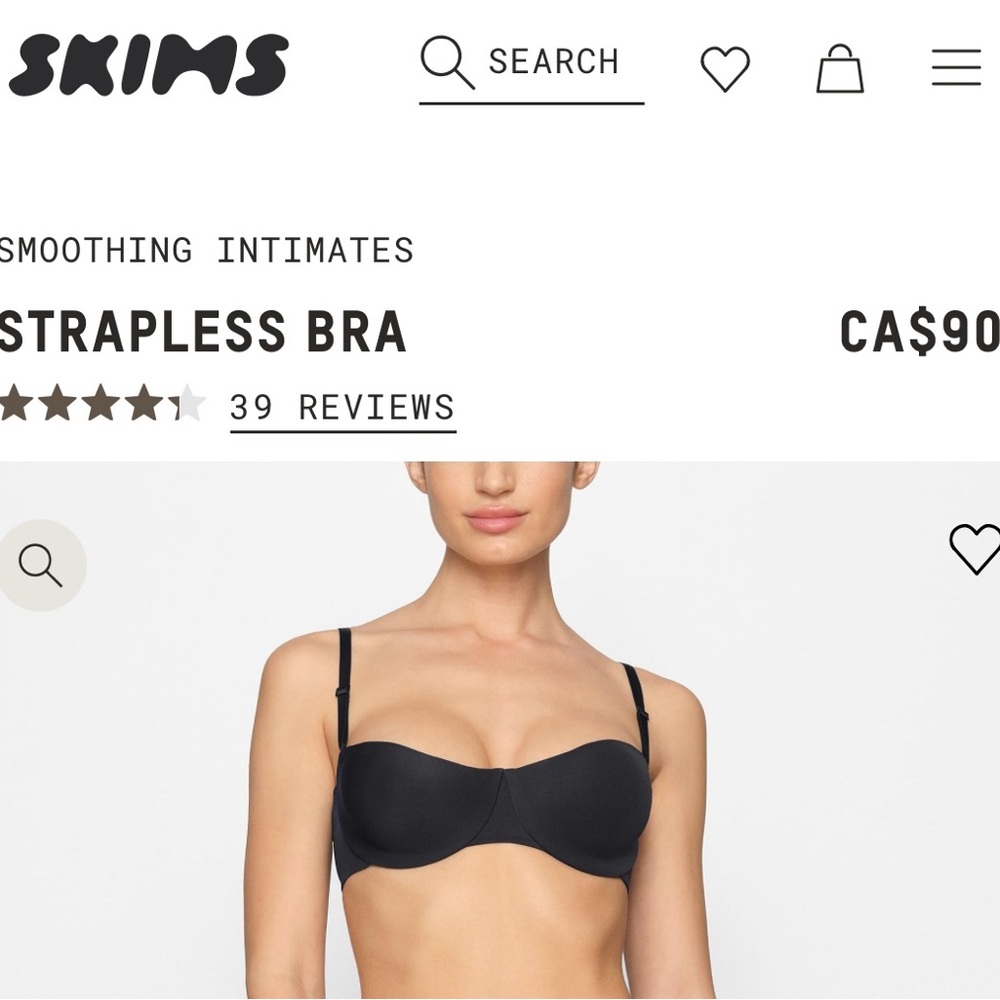 Skims Smoothing Intimate Strapless bra
